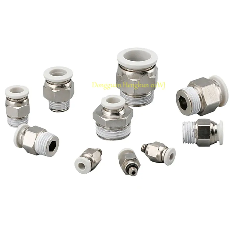 10 PCS Pneumatic Fitting Pipe Connector Quick Male Straight PU HOSE Fittings PC4-01/PC4-02/PC6-02/PC8-01_White