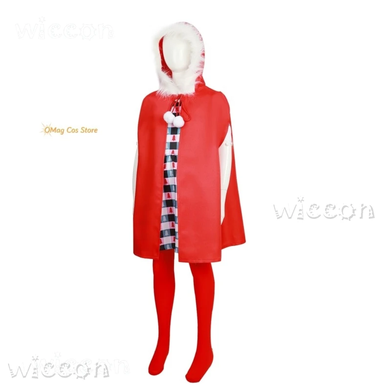 Stole Christmas Cindy Cosplay Lou Who Costume Wig Adults Kids Girls Stole Xsmas Red Suit Dress Coat Winter Cloak New Year Party