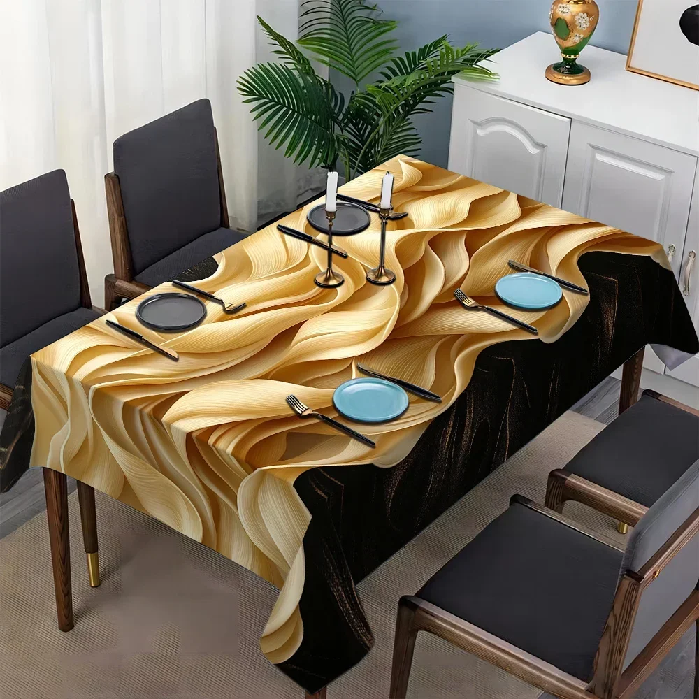 One modern tablecloth - Wood grain and wave pattern rectangular design suitable for restaurantszyc