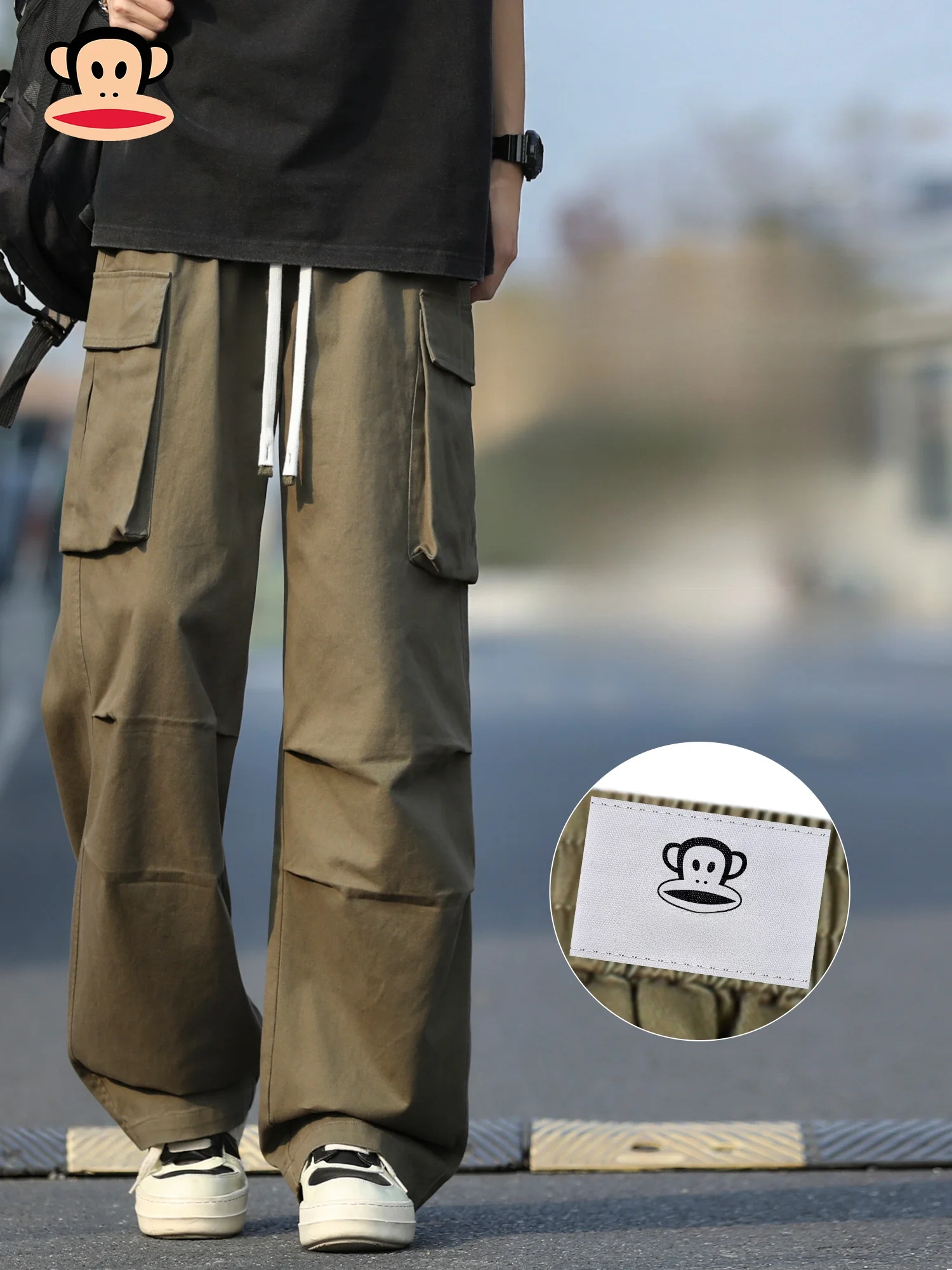 

Новые мужские повседневные брюки Paul Frank: свободные, прямые, рабочие, для активного отдыха, удобные, хлопковые, немнущиеся