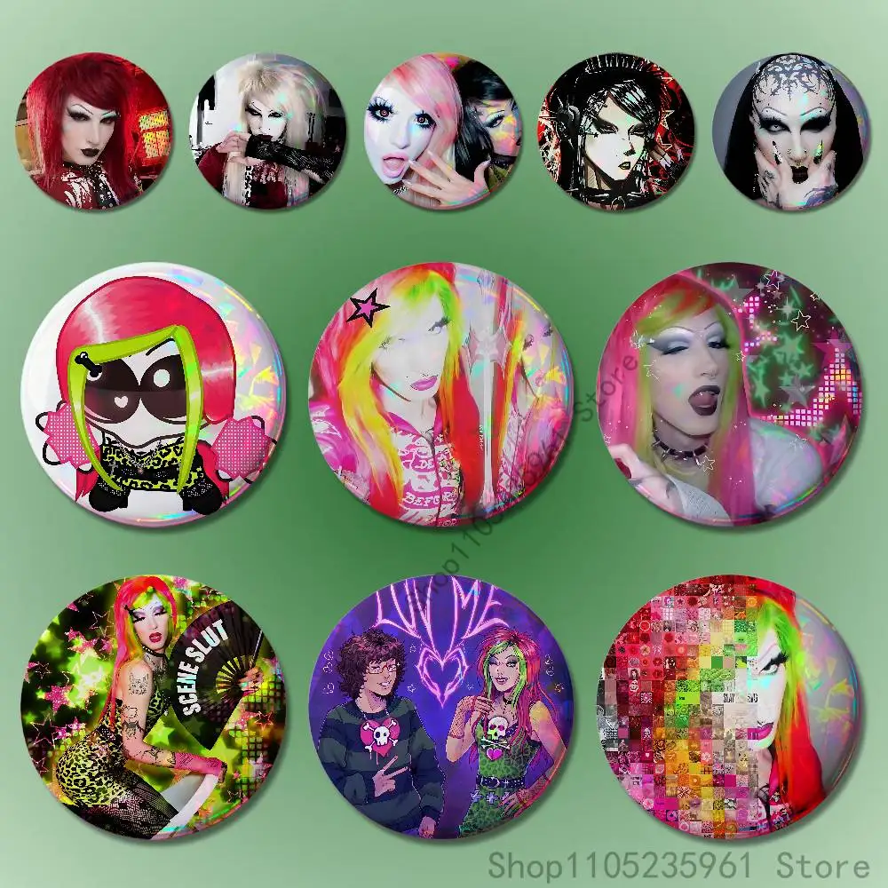 

6arelyhuman Pin Tinplate Round Brooch Cosplay Nijigen Otaku Culture Badges 58mm 44mm 32mm 75mm 25mm