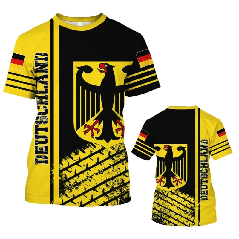 3D Printed Germany Emblem T-Shirt For Men German Unification Day Pattern Tees Casual Street Round Neck Short Sleeve T Shirts