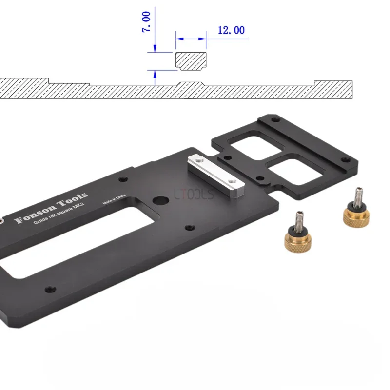 Imagem -02 - Square Guide Rail Clamp para Carpintaria Ângulo Direito Posicionamento Plate Aluminum Alloy Guiding Ruler