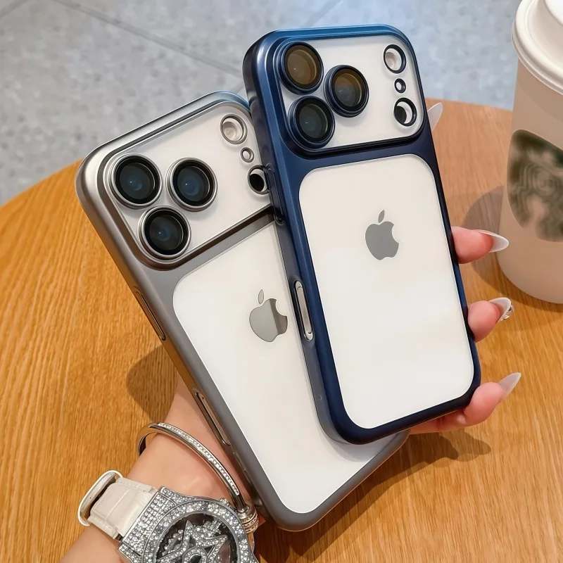 حافظة كمبيوتر صلبة فاخرة غير لامعة لهاتف آيفون 17 اير 16 15 14 برو ماكس تصفيح واقي الفيلم للكاميرا متجمد غطاء مقاوم للصدمات رفيع للغاية