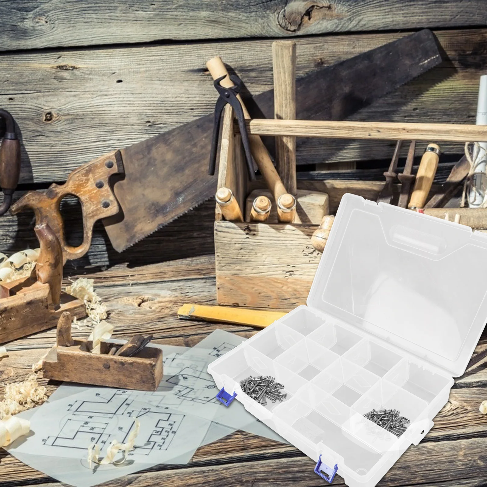 

1Pcs Tool Storage Box Clear Durable PVC Organizer Case 10 Compartments Small Parts Jewelry Hardware Accessories Storage