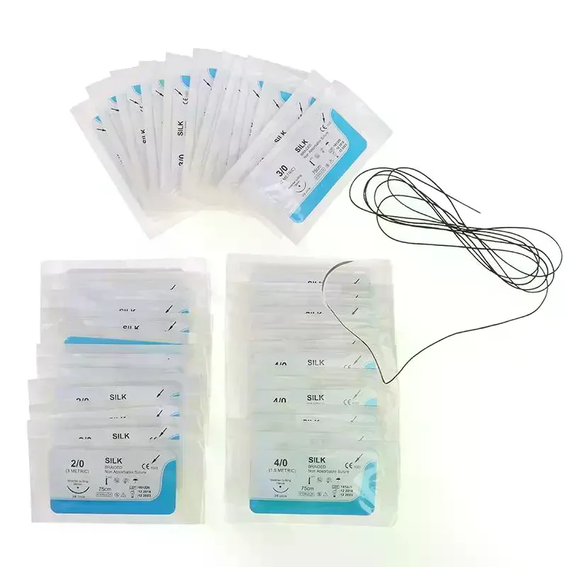 Dental Suture Practice Kit 12PCS Silk Surgical Needle Thread Professional Medical Training for Student Education