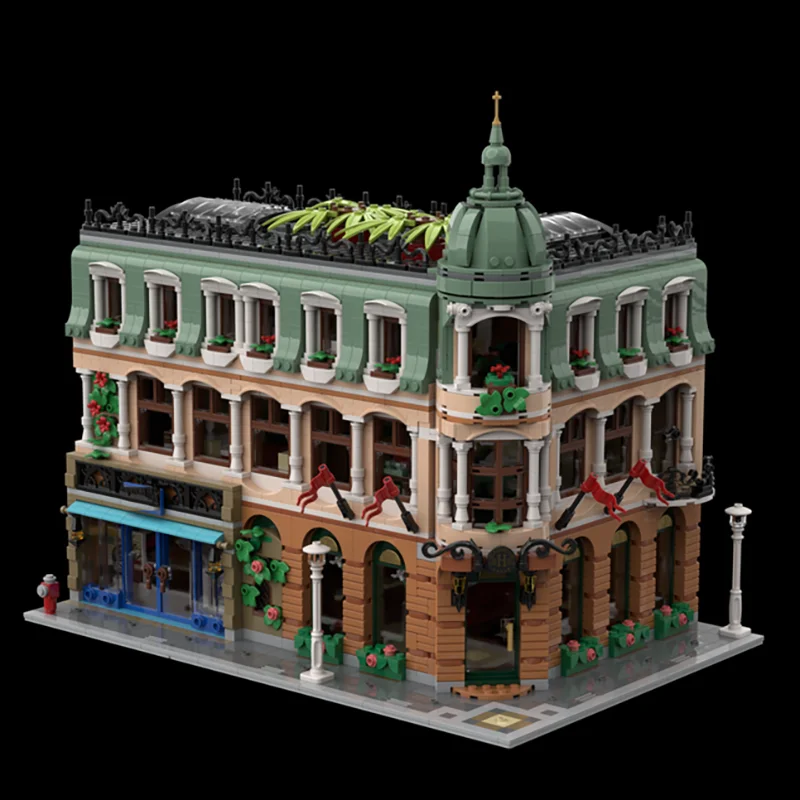 有名な街並みのモックビルディングブロック、グランドコーナーホテルシリーズ、テクノロジーブロック、ギフト、クリスマスおもちゃ、DIYセット、組み立て