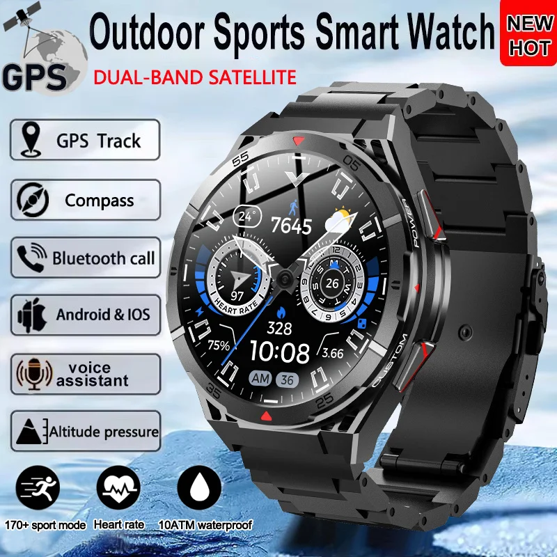 

2025 New GPS Compass 10ATM Waterproof Smart Watch Compass 1.43-inch AMOLED HD Round Screen Health Monitoring Sports Smartwatches