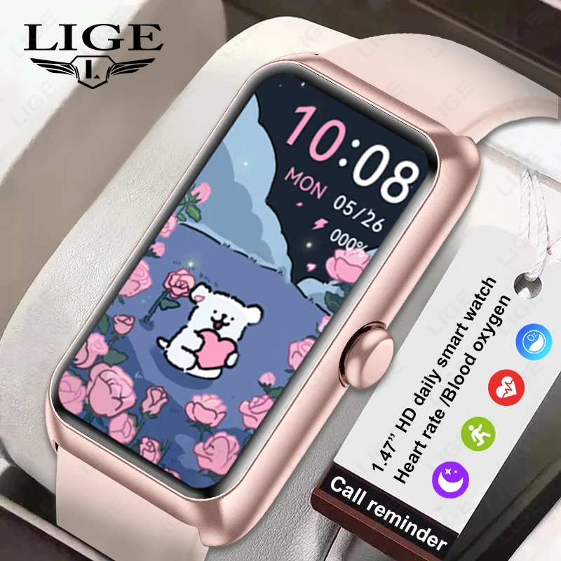 Relojes inteligentes LIGE Fitness Tracker para mujeres y hombres con monitor de ritmo cardíaco reloj inteligente de 1,47 pulgadas contador de calorías para Android iOS