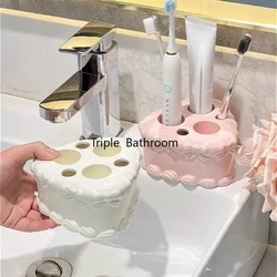Ceramic Toothbrush Holder Triangle Cake Shaped Toothbrush Holder Cartoon Electric Toothbrush Storage Rack Bathroom Accessories