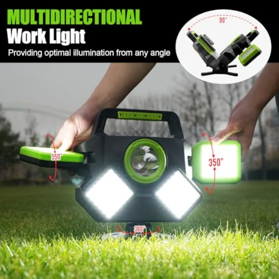 55W Rechargeable Work Light, 5000LM Magnetic Work Light, Foldableand360° Rotatable Led Work Light with 6 Light Modes, Portable