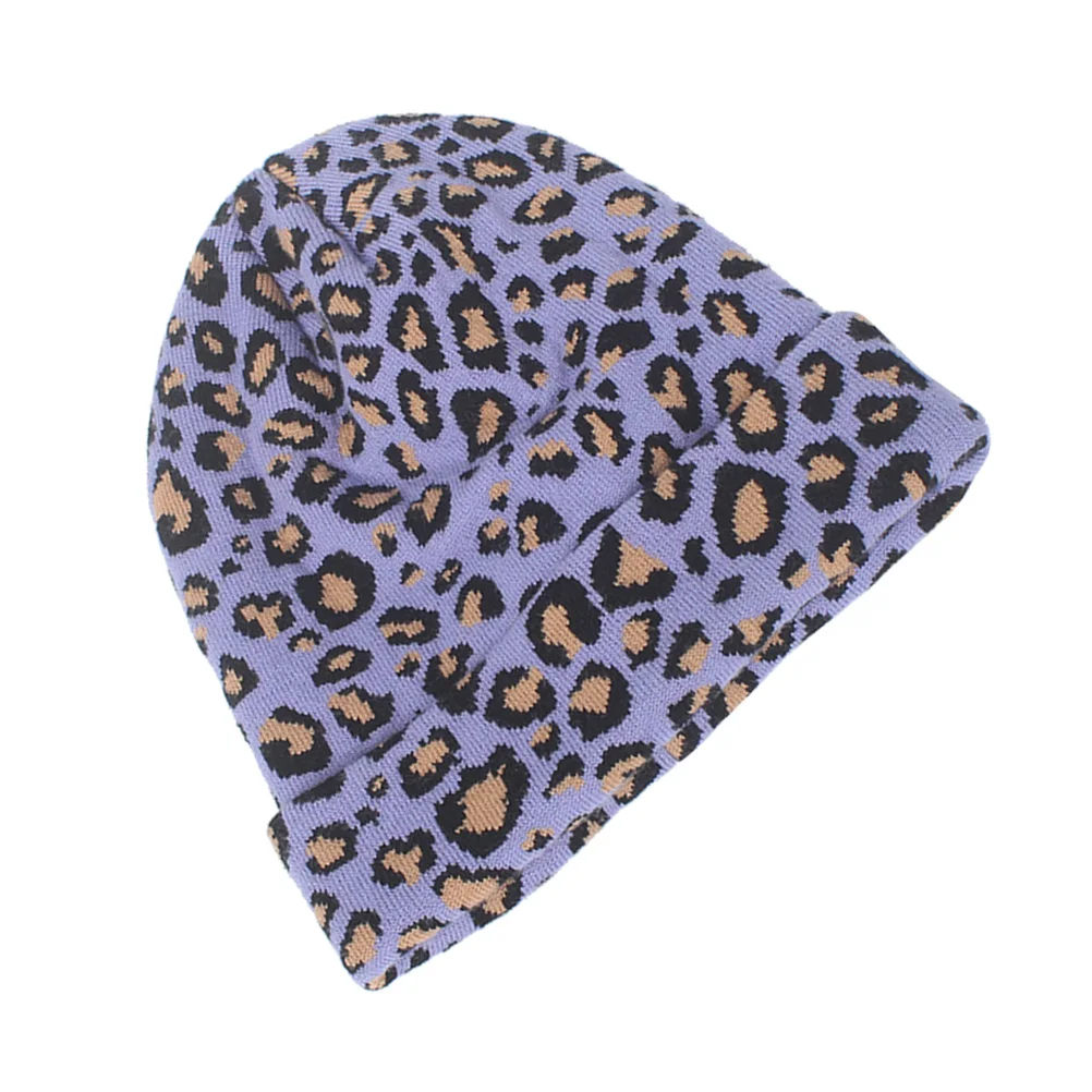 

Warm Knitted Hat Hats for Men Cute Beanies Print Hedging Cap Loose Leopard Women