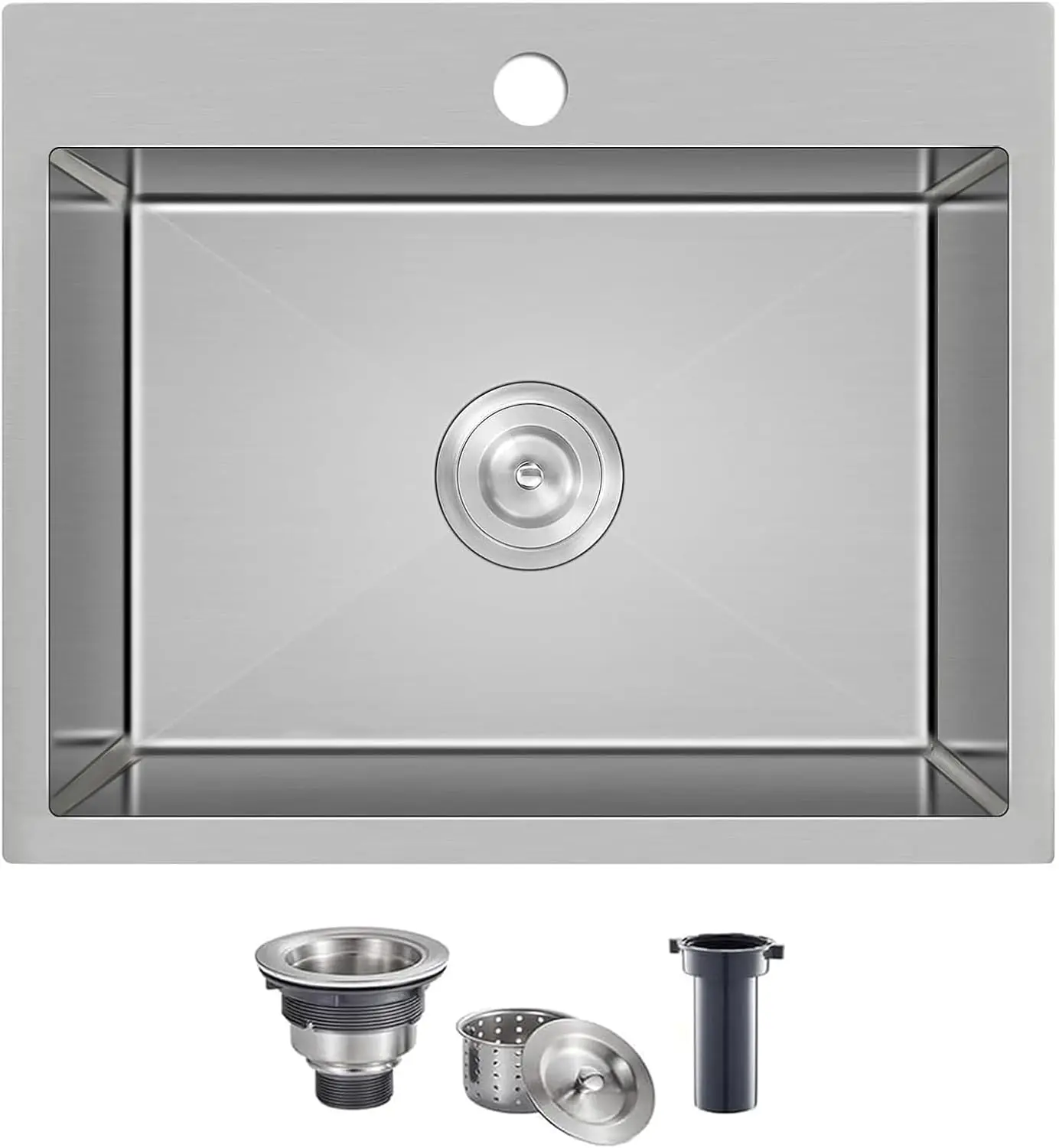 

22x18 Inch Drop-in Kitchen Sink, Stainless Steel Single Bowl with Soundproofing and Easy Installation for Bar or RV Use