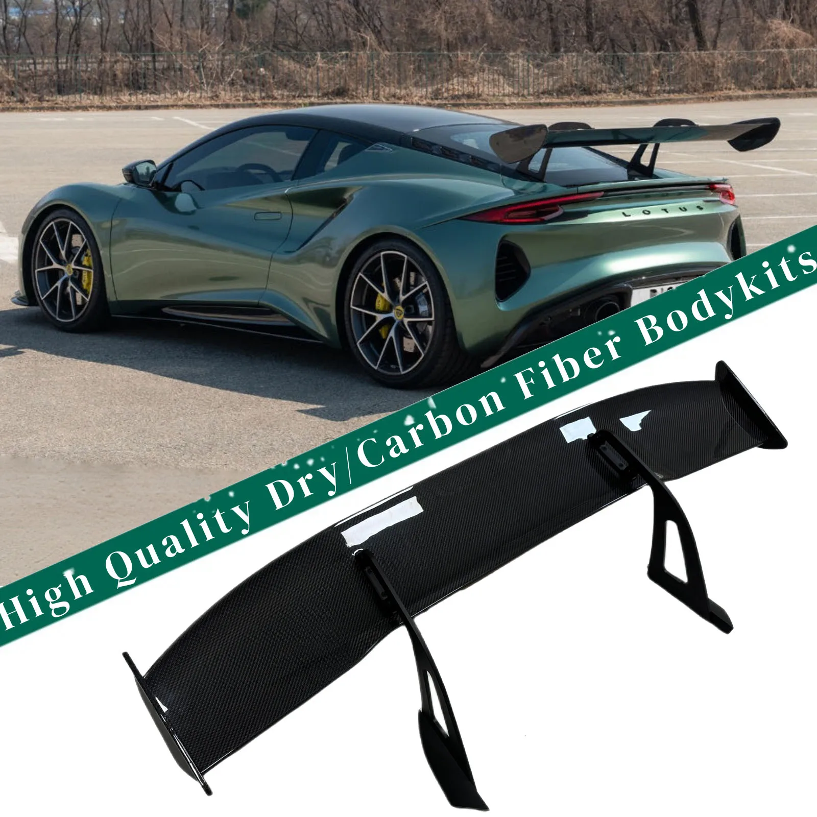 GT Style Car Deck Exterior Layer Rear Truck Spoiler Wing Lip For Lotus Emira 2022+ Dry Carbon Fiber Tuning Bodykits