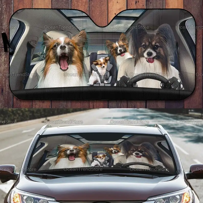 Papillons Car Sun Shade, Papillon Lover Gift, Papillon Sun Shade Auto, Dog Car Accessory, Family Lover Gift