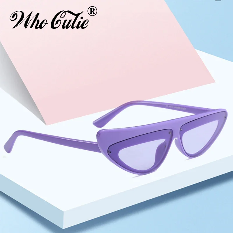 WHO CUTIE 2024 Cat Eye Sunglasses Women Brand Designer 90s Retro Vintage Modern Cateye Frame Narrow Asymmetry Sun Glasses OM600