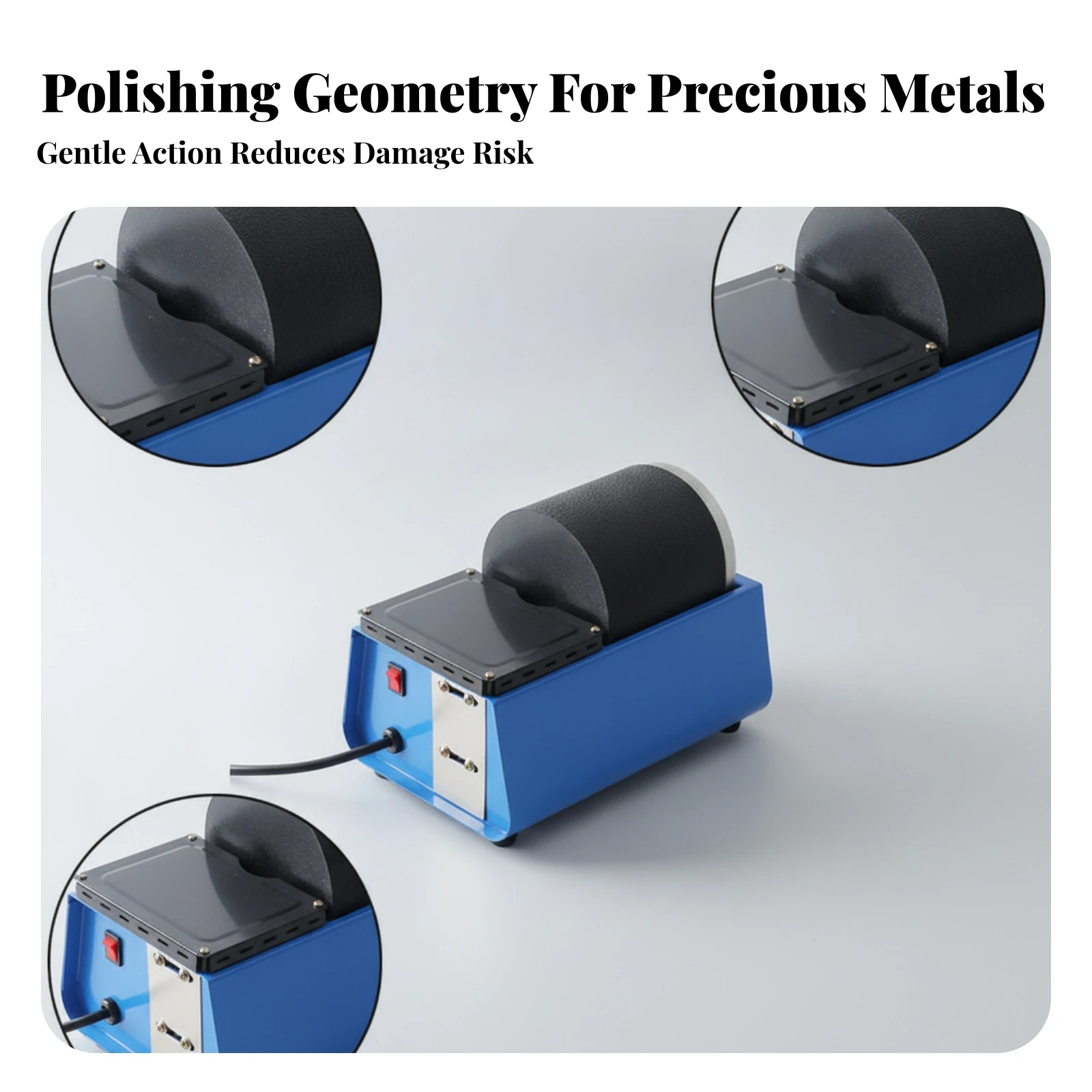 Barrel Polishing Machine Sturdy Polishing Machine with PU PU Lining Rotary Rock Tumbler Heavy-Duty Polisher Easy-to-Use