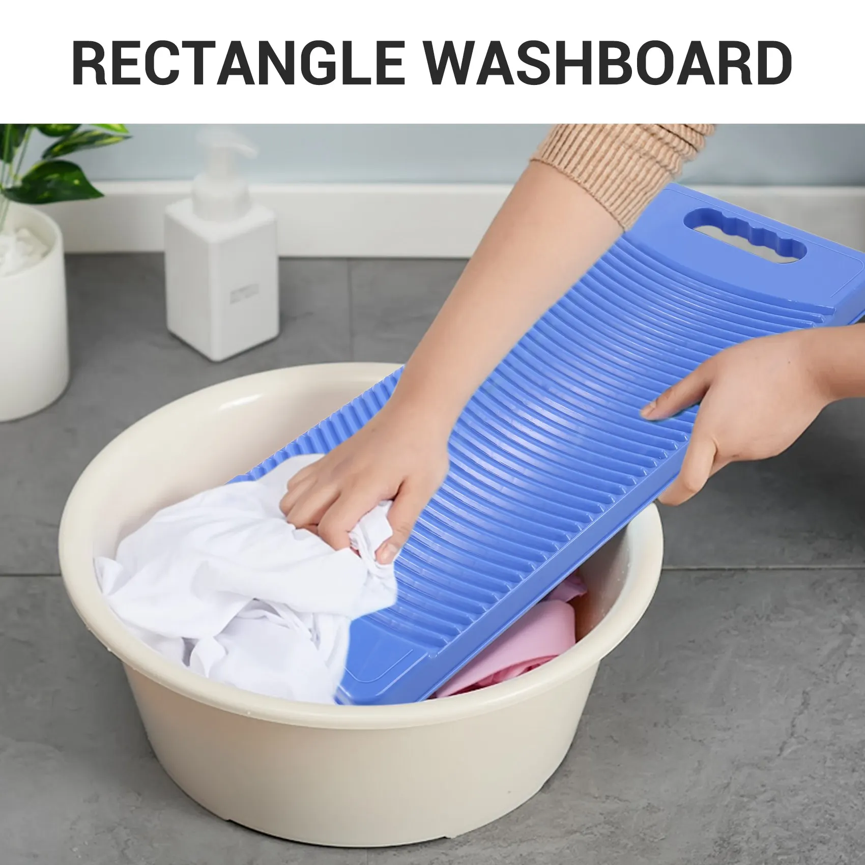 Plastic Rectangle Washboard Wash Clothes Board 50cm long red, green, blue random SQ