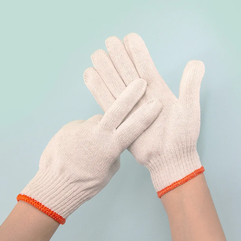 Vitcoco 12 pares luvas de algodão abajur engrossado resistente ao desgaste luvas de proteção de trabalho de algodão branco