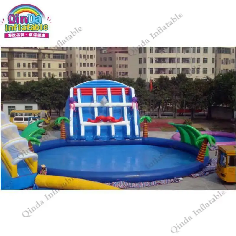 Piscina inflável comercial para crianças e adultos, parque de diversões inflável, parque aquático inflável para terra