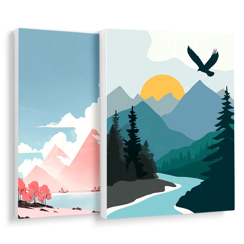 RUOPOTY الطلاء بالأرقام ألوان مائية بسيطة مرسومة باليد كتل ألوان رقمية للمناظر الطبيعية قماش الحرف مجموعة علامات الألوان