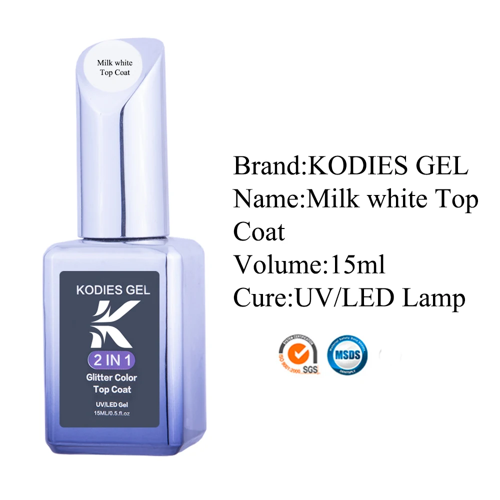 KODIES GEL Milky White Top Coat UV Gel Nail Polish Translucent Jelly Gel Finish No Sticky Brillant Semi Permanent Vernis Topcoat