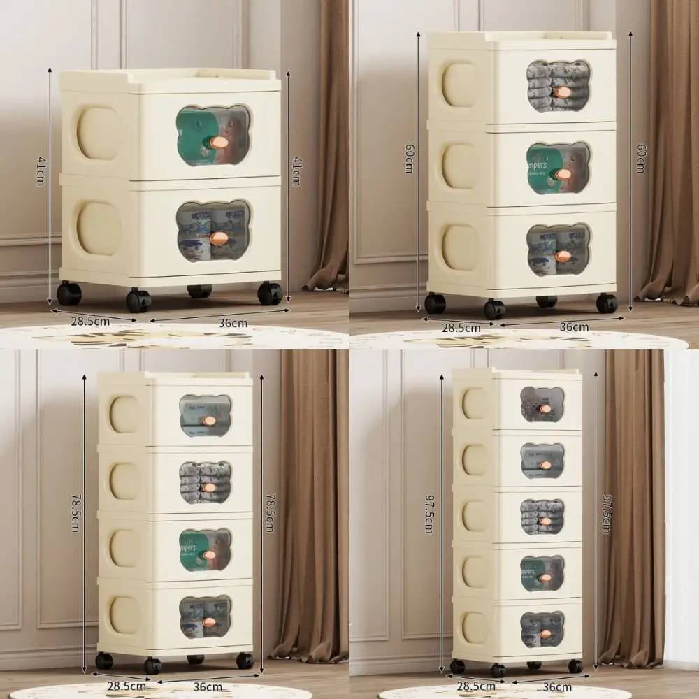 New Multi-Layer Drawer Storage Cart Movable Design Sliding Drawers Storage Cabinet Wheeled Base Storage Rack Snack Storage