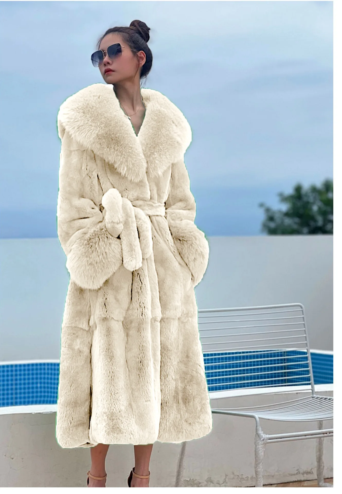 Women's Parker Winter Fur Warm Large Size Solid Color Fur & Faux Fur Women New Casual Long Sleeve Temperament Women Fur Coat Y72