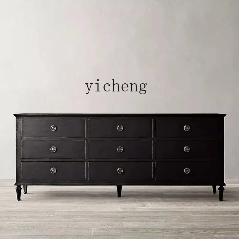 

ZYA Vintage Living Room Distressed Entryway Cabinet Creative Solid Wood Bedroom Storage Cabinet