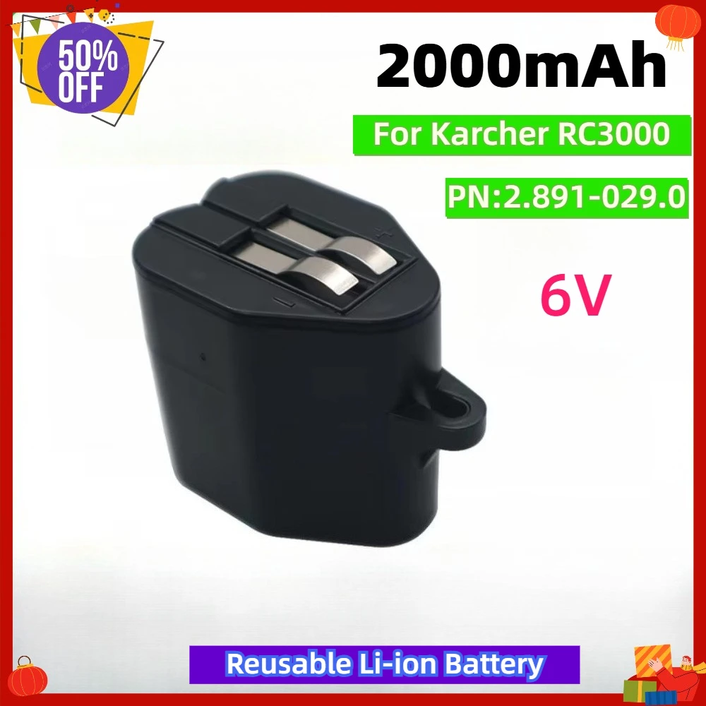 2000mAh 6V Replacement Battery Compatible with Karcher RC3000 2.891-029.0 Robot Vacuum Cleaner