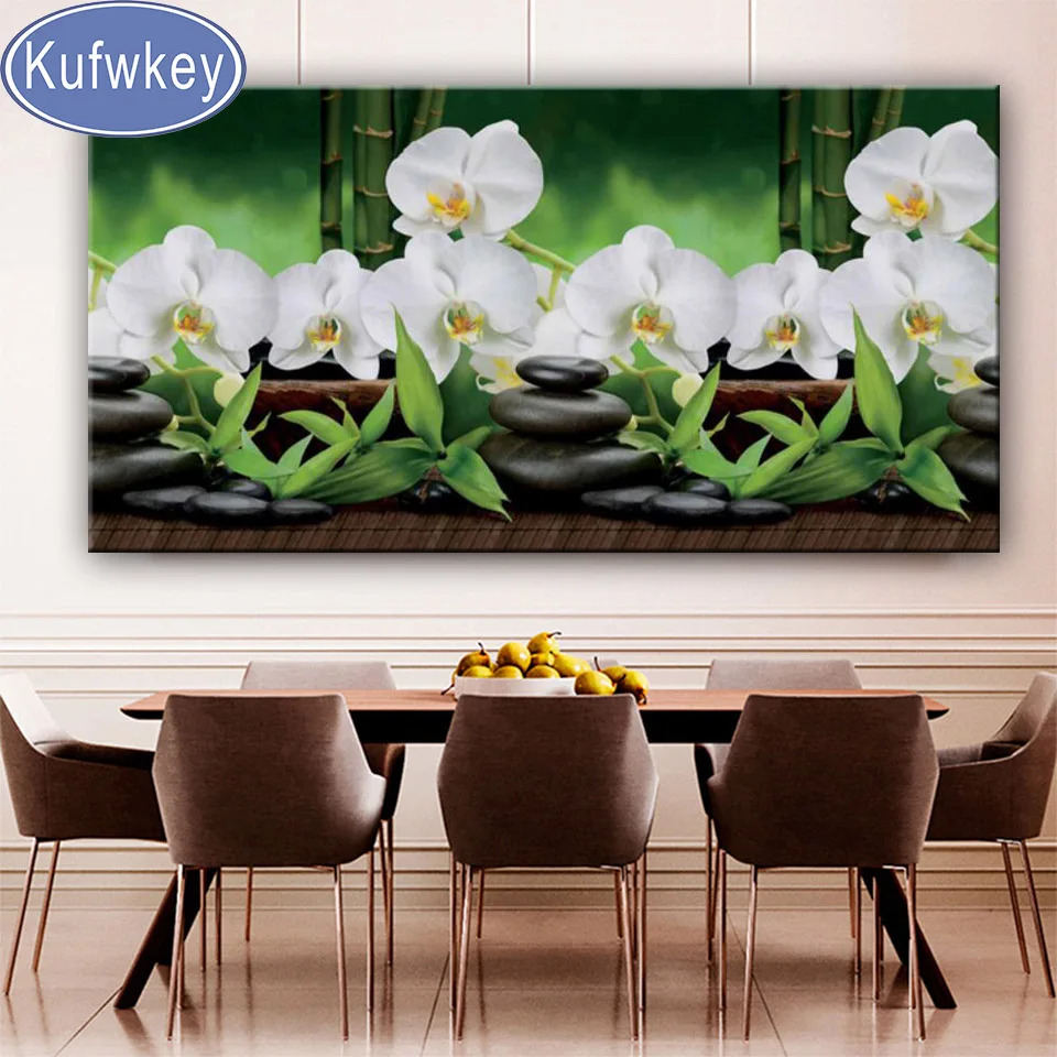 Big Size 5D DIY Diamond Painting Butterfly Orchid Flowers Diamond Embroidery Landscape Painting DIY Mosaic Gift Home Decor A105