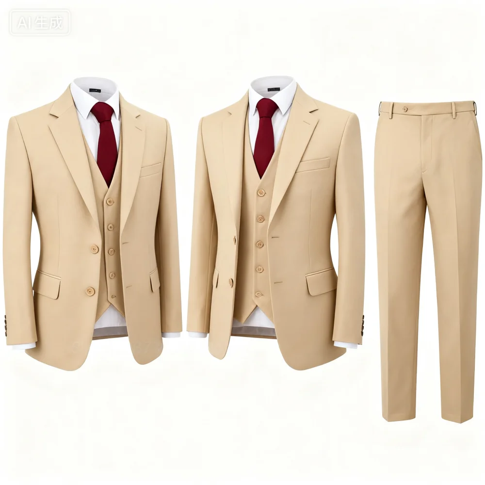 

Men's Slim Fit Tweed Wool Wedding Suit Gray Spine Smoking Formal Jacket Vest - Wedding Groomsmen Attire Male Casual Wear