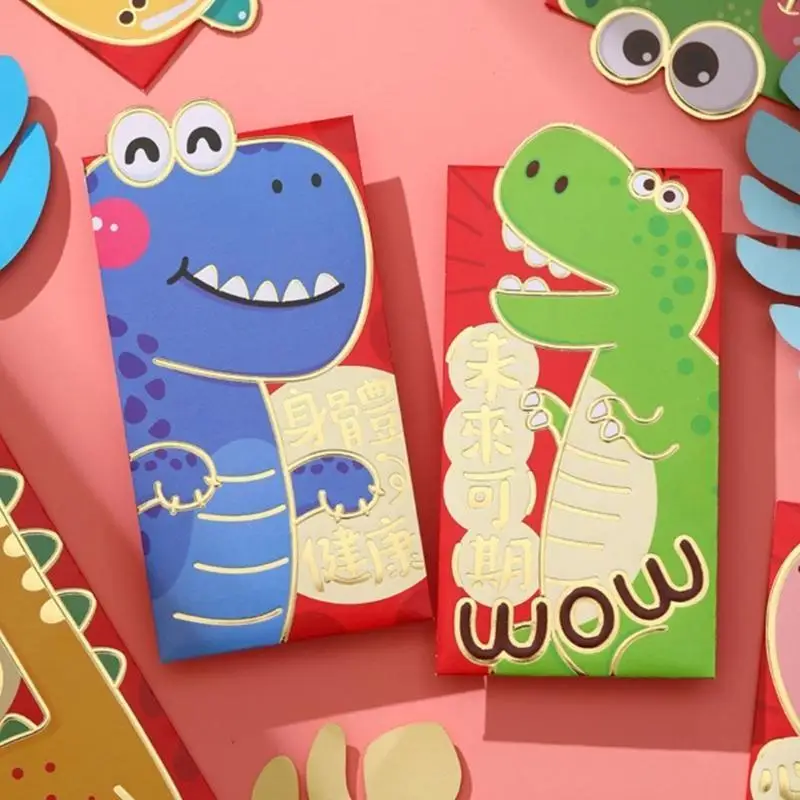 

Festive Money Envelopes Cartoon Dragon Lucky Money Envelopes 6pcs Set for New Year, Wedding, and Birthday Celebrations