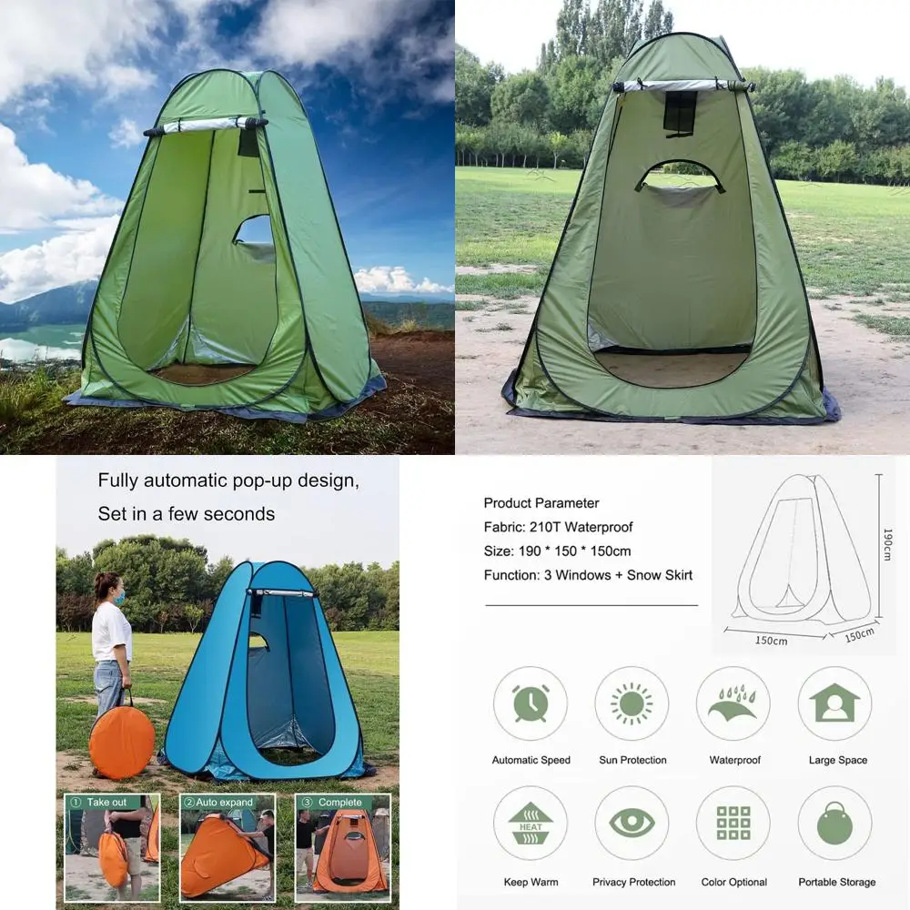 

Compact 2-Person Pop-Up Shower Tent with 3 Windows, Waterproof and UV-Protected for Outdoor Camping, Picnics, and Fishing