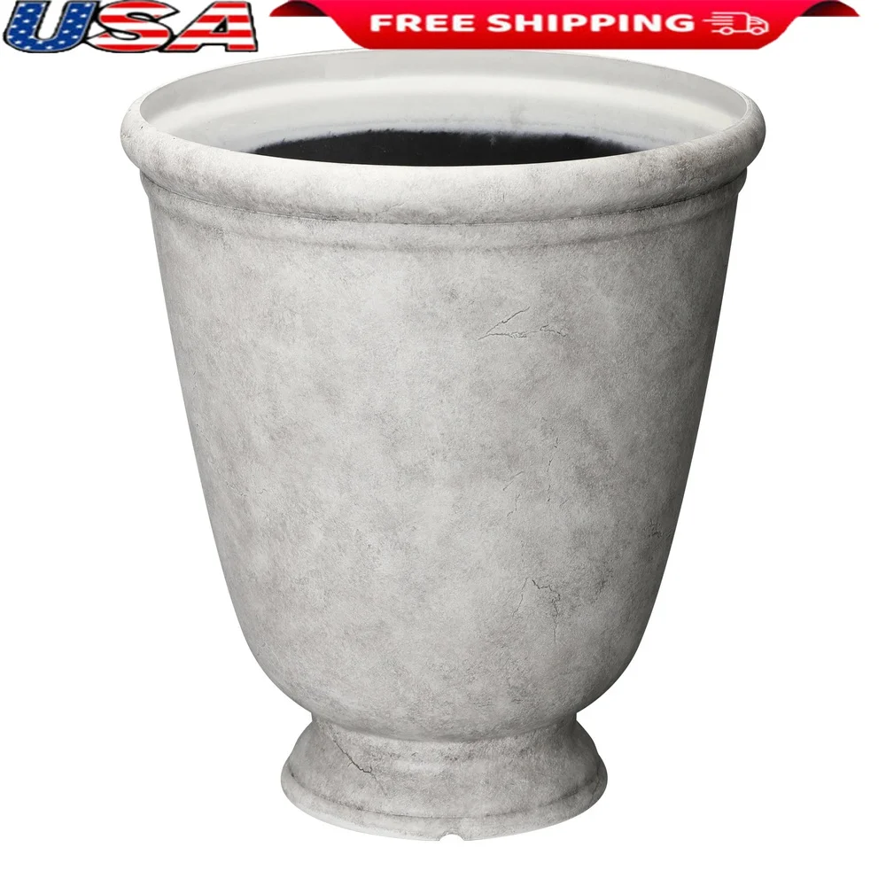 

Кашпо из переработанной смолы, 16 дюймов, устойчивый к атмосферным воздействиям, с УФ-покрытием, домашний и уличный горшок с дренажными отверстиями, суккуленты, цветы, садоводство