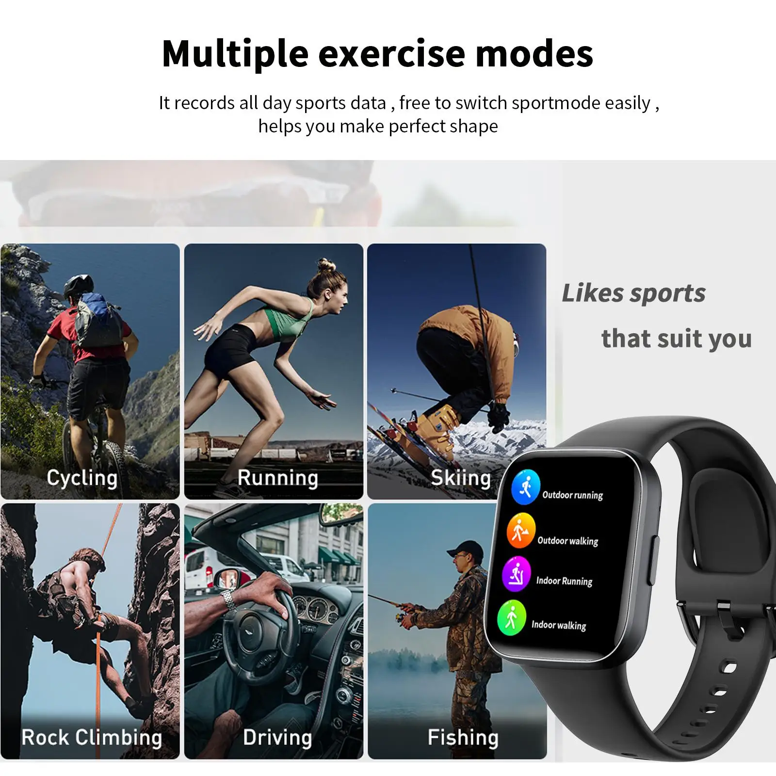 스마트 시계, 통화/메시지 알림, 다양한 스포츠 모드, 맞춤형 배경화면, 스포츠 시계, Android 및 iPhone에 적합