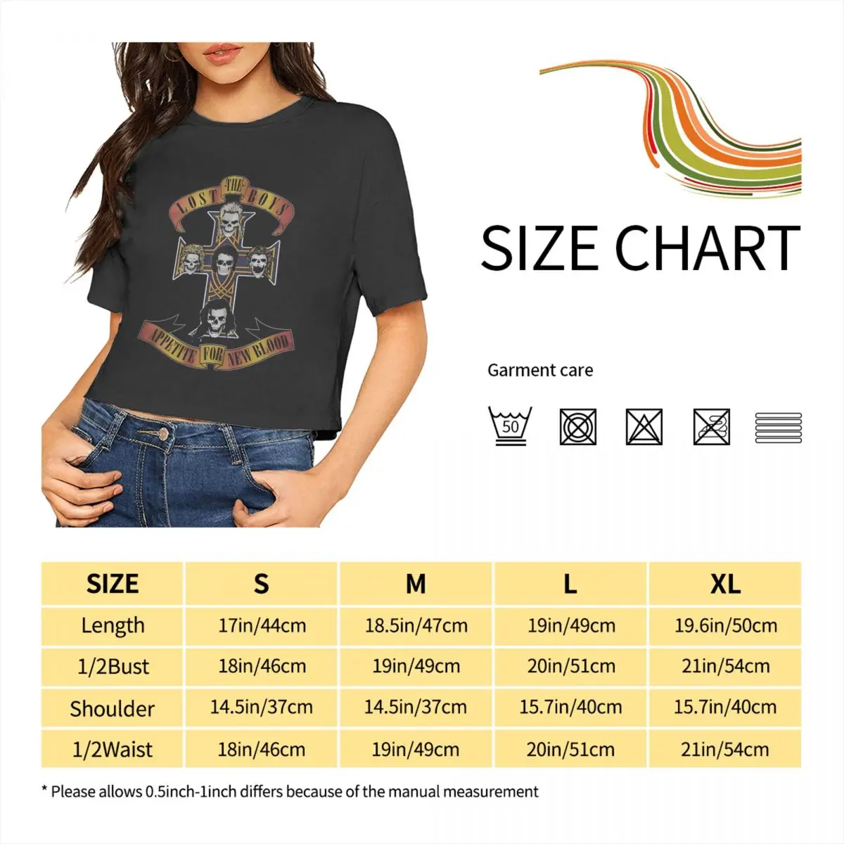 De Verloren Jongens Tshirt Cartoon Grafische T-Shirts Vrouwelijke Crop Top, Lek Navel T-Shirt