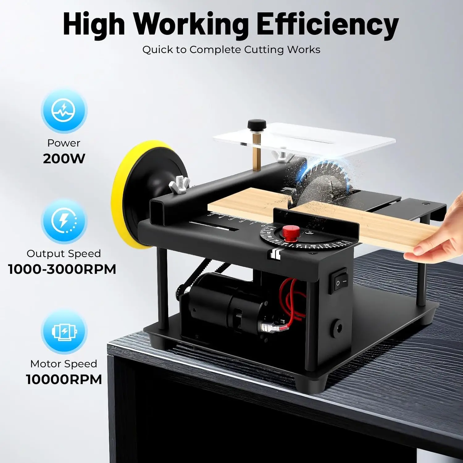 

200W Mini Table Saw 0-90° Angle Cutting 1.38" Depth Desktop Precision Cutting Grinding Machine for DIY Model Craft Woodworking
