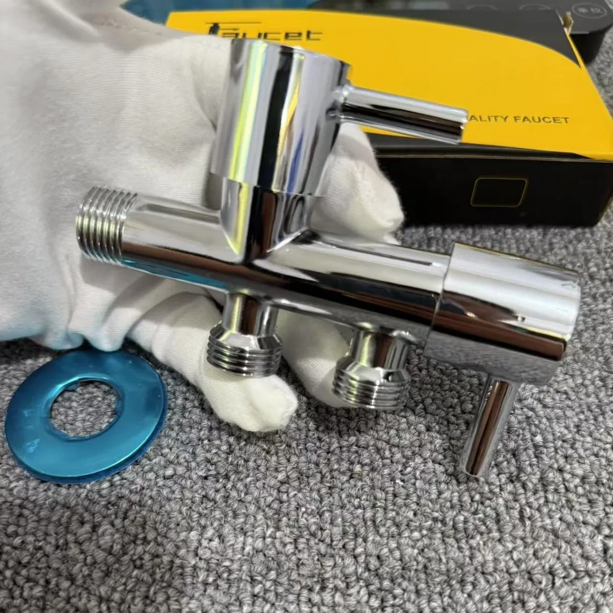 Dual Control One In Two Out Water Splitter G1/2 Male Female Thread Chrome Angle Valve Toilet Bidet Sprayer Tap Water Separator