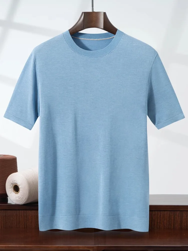 

Легкая трикотажная футболка с коротким рукавом, круглым вырезом, повседневная, летняя, модная, мужская, дышащая, удобная, с комфортной посадкой на плечах