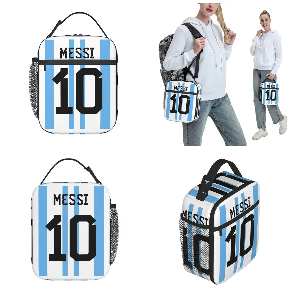 Messis 10 Football Soccer Merch Insulated Lunch Bag For School Storage Food Boxes Leakproof Thermal Cooler Lunch Boxes