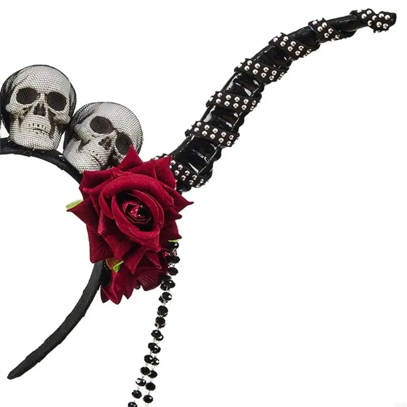 Stilvolle Punk-Stil Schädel Floral Antilope Horn Kopfschmuck Unisex Mode Haarband für Partys Konzerte Y08E – Detail 5