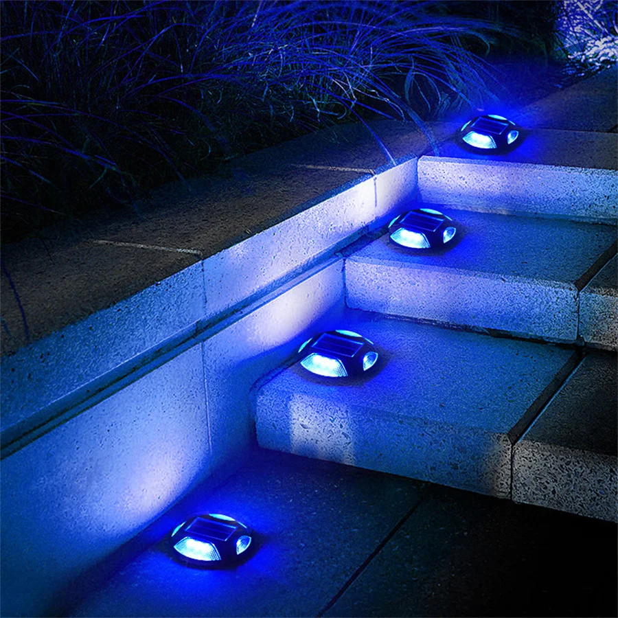 

Solar Led Deck Light 16LEDS Aluminum Driveway Dock Ground Lamp 1200mAh Outdoor Solar Warning Step Light For Pathway Decor