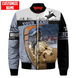 Chaqueta bomber con nombre personalizado para hombre, abrigo de invierno con cremallera, estampado 3D, informal, unisex, Harajuku, ropa de calle, FX-08