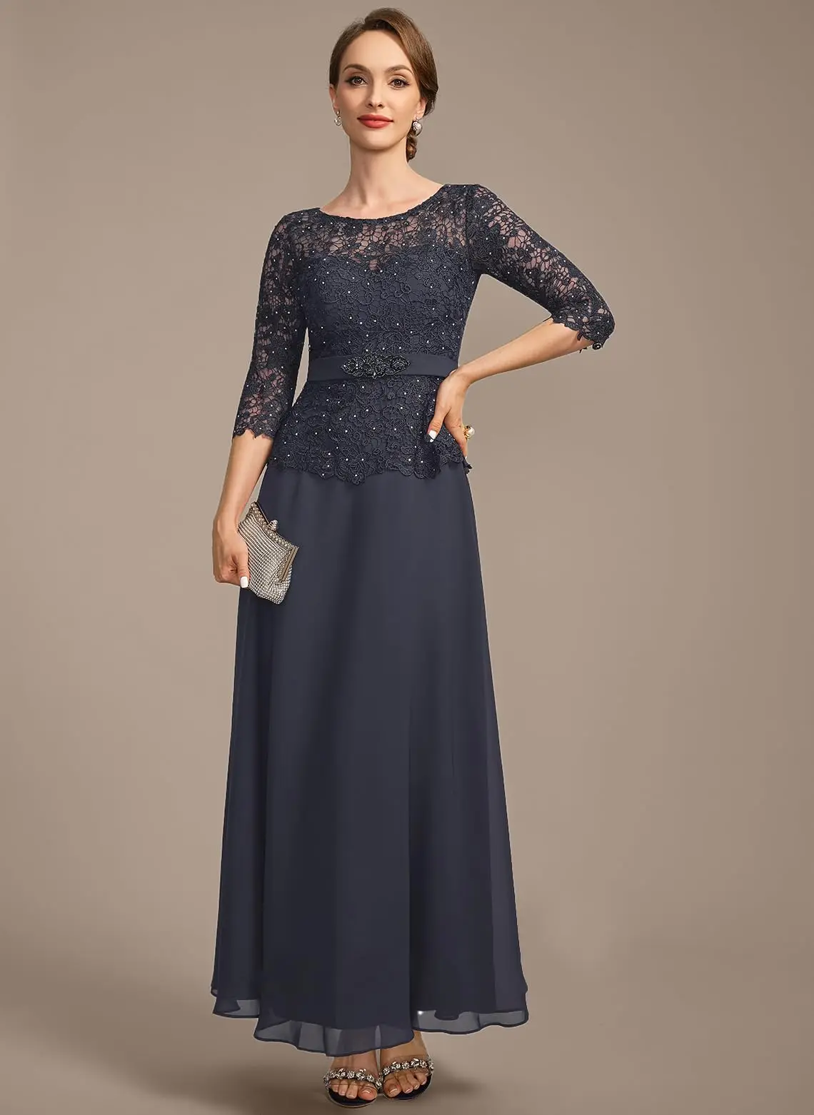 

Lace Mother of Bride Dresses Beading Grandmother of Bride Dress Chiffon Formal Dress