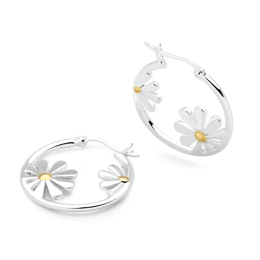 Silver Daisy Design with Floral Stamens and Golden Yellow Earrings, Simple and Fresh, Versatile and Trendy Jewelry Accessories