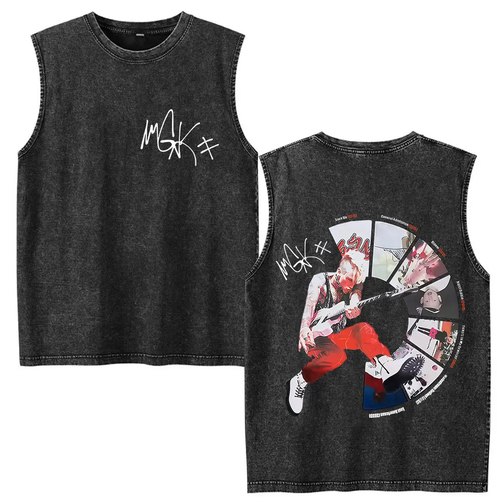 Rapper MGK Lost Americana Tour Album 2025 T-Shirt Men's Clothing Vintage Washed Tank T Shirt Rock Oversized 100% Cotton T Shirts
