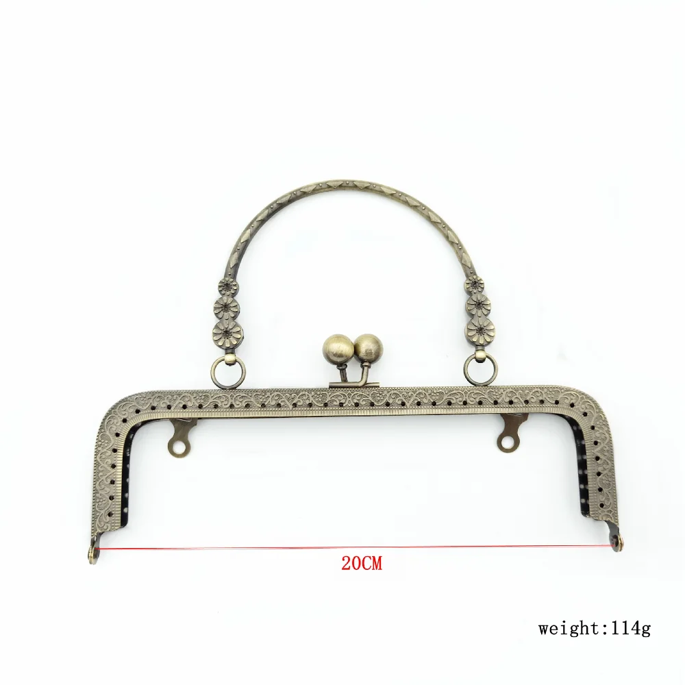 20cm Vintage Purse Clasp Frame Bag Kiss Clasp Lock Metal Purse Frame for DIY Craft Purse Making Bag Frame Buckle Bag Accessories