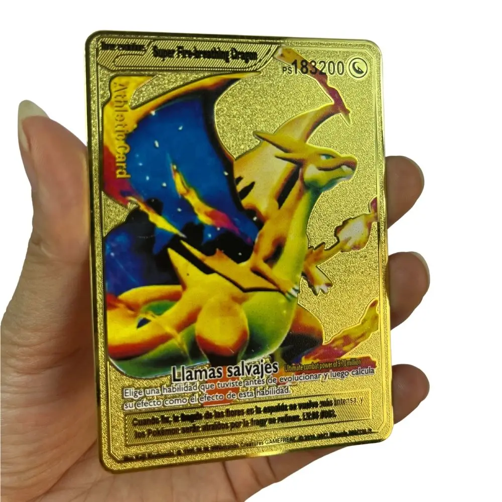 Cartas de Pokémon de Metal dorado, Cartas coleccionables de 173650 puntos, Raichu, Blastoise, Eevee, Sylveon, Mewtwo, Pikachu