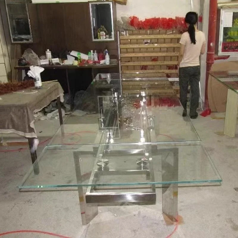 Dining table designer light luxury Nordic glass gear telescopic electroplating multi-functional table